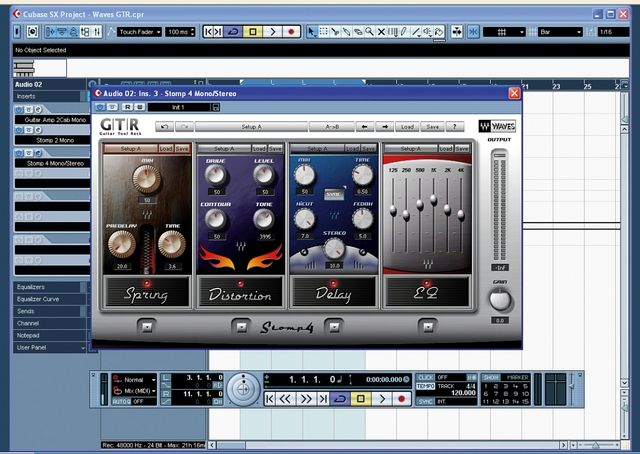 blank The DI box feeds the audio interface high-quality signals.